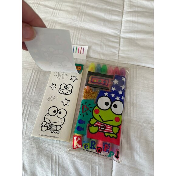 Vtg 1988-1997 Sanrio Hello Kitty Keroppi Frog Felt Tip Pen Set Of 6 & 5 Page - Picture 7 of 8